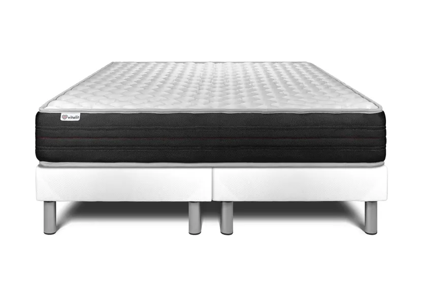 Ensemble Matelas Sommier 200x200 cm - 2 Sommiers Blanc - Vitalmemo One