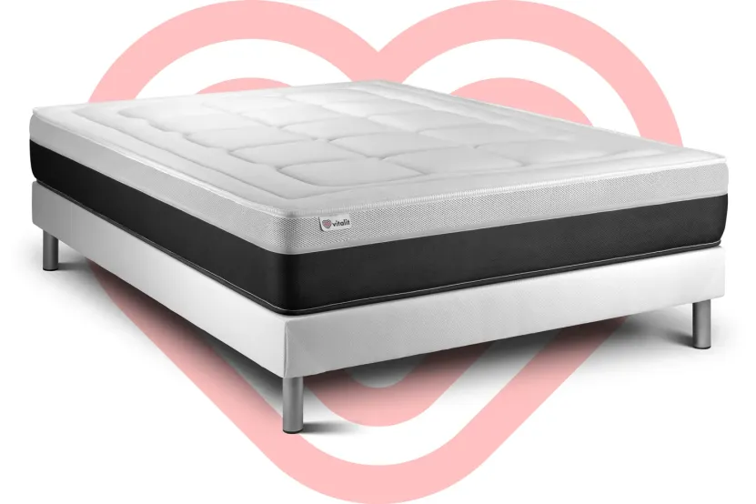 Ensemble Matelas Sommier 140x220 cm - Sommier Blanc (en kit) - Vital Form