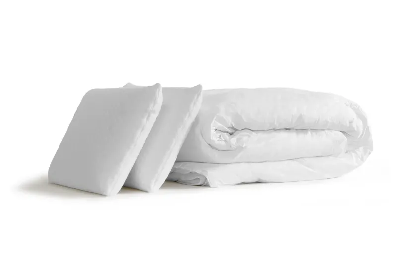 Pack lit complet 180x200 cm - Matelas + Sommier Blanc (en kit) + 2 oreillers + Couette - Vital Care