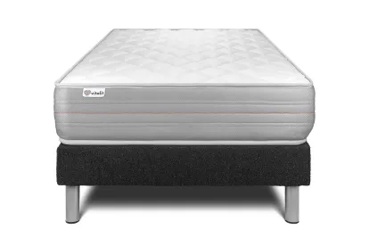 Ensemble Matelas Sommier 120x190 cm - Sommier Noir (en kit) - Vitalmemo
