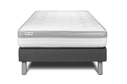 Ensemble Matelas Sommier 90x200 cm - Sommier Gris (en kit) - Vital Relax