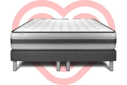 Ensemble Matelas Sommier 200x200 cm - 2 Sommiers Gris - Vitalpower Recover