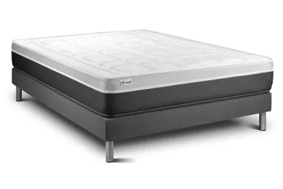 Ensemble Matelas Sommier 180x200 cm - Sommier Gris (en kit) - Vital Soft