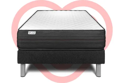 Ensemble Matelas Sommier 90x200 cm - Sommier Noir (déjà monté) - Vitalpower