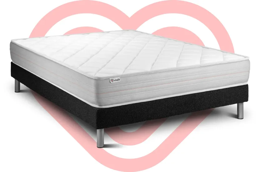 Ensemble Matelas Sommier 140x200 cm - Sommier Noir (en kit) - Vitalmemo