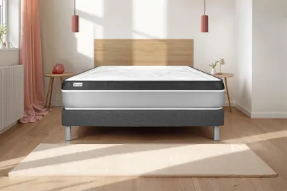 Ensemble Matelas Sommier 160x220 cm - Sommier Gris (en kit) - Vital Ergo