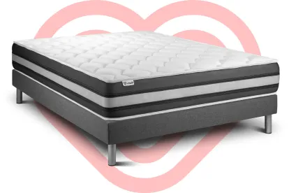Ensemble Matelas Sommier 160x200 cm - Sommier Gris (déjà monté) - Vitalspring Zen