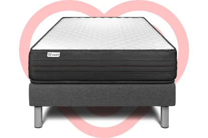 Ensemble Matelas Sommier 90x190 cm - Sommier Gris (déjà monté) - Vitalpower