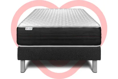 Ensemble Matelas Sommier 90x200 cm - Sommier Noir (déjà monté) - Vitalmemo One