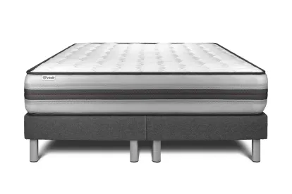 Ensemble Matelas Sommier 200x200 cm - 2 Sommiers Gris - Vitalpower Recover