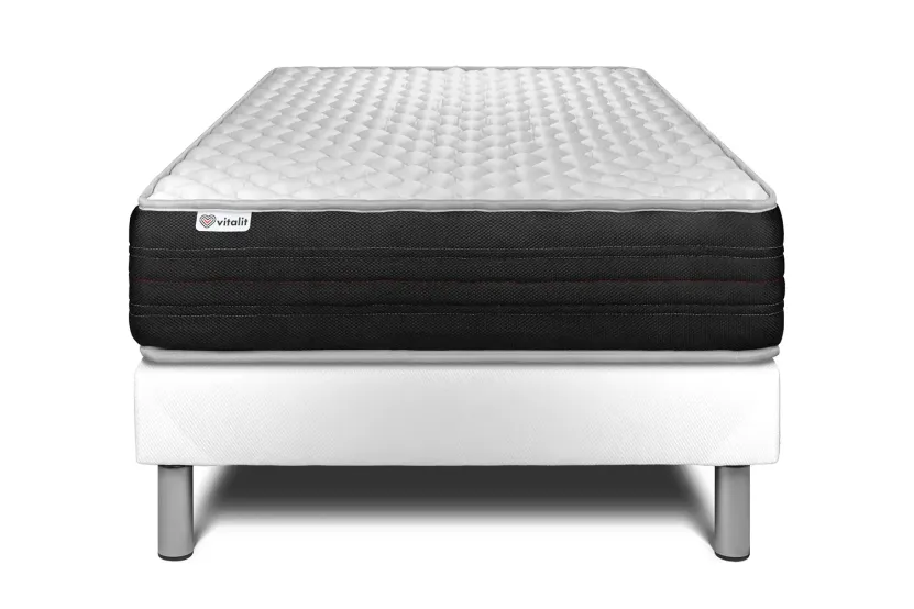 Ensemble Matelas Sommier 90x190 cm - Sommier Blanc (déjà monté) - Vitalmemo One