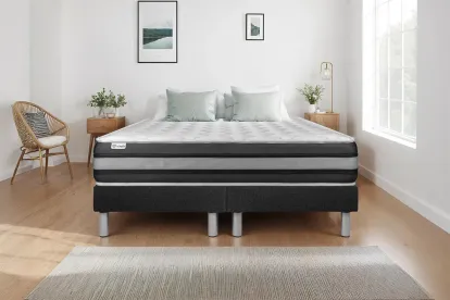 Ensemble Matelas Sommier 200x200 cm - 2 Sommiers Noir - Vitalspring Zen