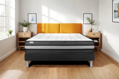 Ensemble Matelas Sommier 150x200 cm - Sommier Noir (en kit) - Vital Power Zen