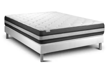 Ensemble Matelas Sommier 140x200 cm - Sommier Blanc (en kit) - Vitalspring Zen