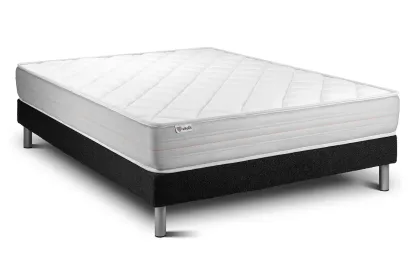 Ensemble Matelas Sommier 135x200 cm - Sommier Noir (en kit) - Vitalmemo