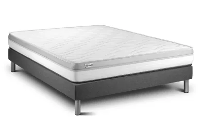 Ensemble Matelas Sommier 140x190 cm - Sommier Gris (en kit) - Vital Relax