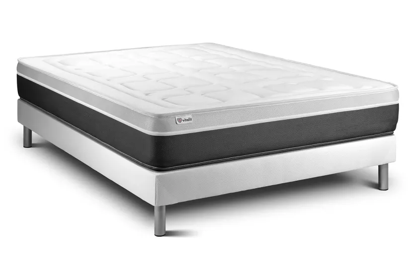 Ensemble Matelas Sommier 160x200 cm - Sommier Blanc (en kit) - Vital Soft