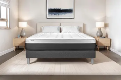 Ensemble Matelas Sommier 150x190 cm - Sommier Gris (en kit) - Vital Soft