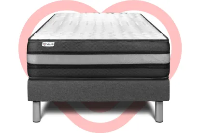 Ensemble Matelas Sommier 120x200 cm - Sommier Gris (en kit) - Vital Power Zen