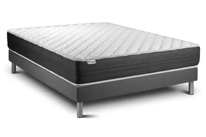 Ensemble Matelas Sommier 135x190 cm - Sommier Gris (en kit) - Vitalmemo One