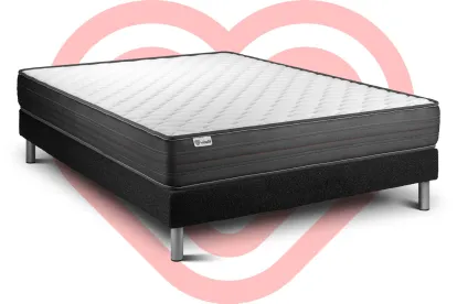 Ensemble Matelas Sommier 200x200 cm - Sommier Noir (en kit) - Vitalpower
