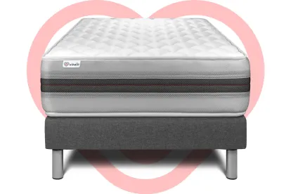 Ensemble Matelas Sommier 90x190 cm - Sommier Gris (en kit) - Vitalmemo Back