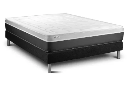 Ensemble Matelas Sommier 180x200 cm - Sommier Noir (en kit) - Vital Soft
