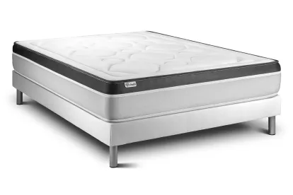 Ensemble Matelas Sommier 130x200 cm - Sommier Blanc (en kit) - Vital Ergo