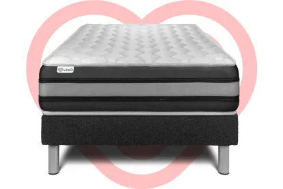 Ensemble Matelas Sommier 90x190 cm - Sommier Noir (déjà monté) - Vitalspring Zen