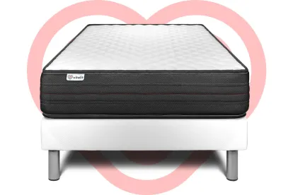 Ensemble Matelas Sommier 90x190 cm - Sommier Blanc (déjà monté) - Vitalpower