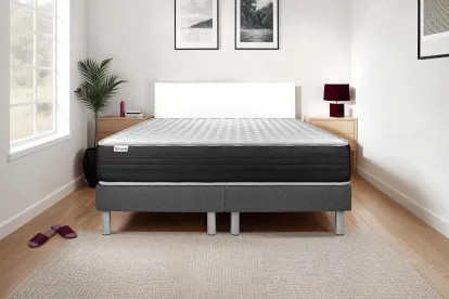 Ensemble Matelas Sommier 160x200 cm - 2 Sommiers Gris - Vitalmemo One