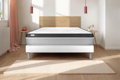 Ensemble Matelas Sommier 180x220 cm - Sommier Blanc (en kit) - Vital Ergo