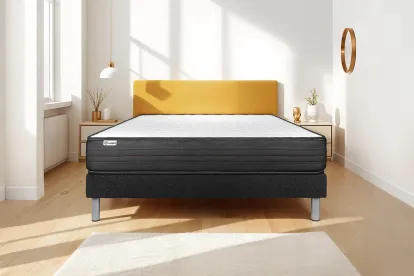 Ensemble Matelas Sommier 150x200 cm - Sommier Noir (en kit) - Vitalpower