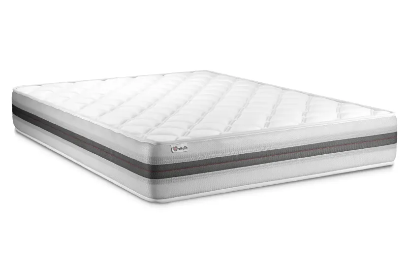 Ensemble Matelas Sommier 150x190 cm - Sommier Gris (en kit) - Vitalmemo Back