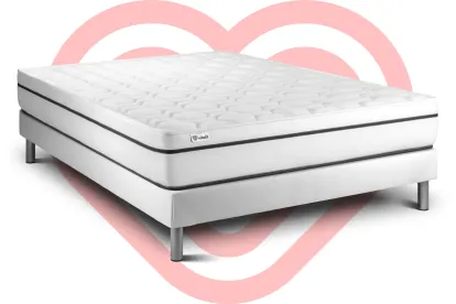 Ensemble Matelas Sommier 160x190 cm - Sommier Blanc (en kit) - Vital Spa