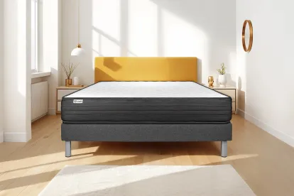 Ensemble Matelas Sommier 160x220 cm - Sommier Gris (en kit) - Vitalpower