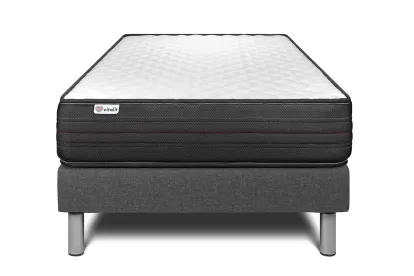 Ensemble Matelas Sommier 90x200 cm - Sommier Gris (en kit) - Vitalpower