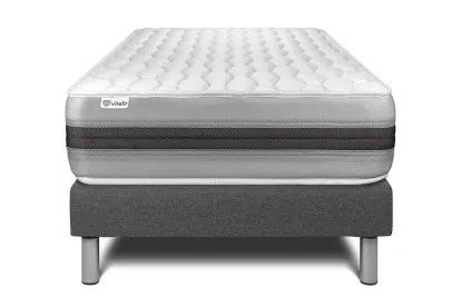 Ensemble Matelas Sommier 90x190 cm - Sommier Gris (déjà monté) - Vitalspring Recover