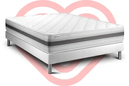 Ensemble Matelas Sommier 160x200 cm - Sommier Blanc (déjà monté) - Vitalmemo Back