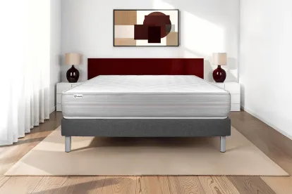 Ensemble Matelas Sommier 140x220 cm - Sommier Gris (en kit) - Vitalmemo