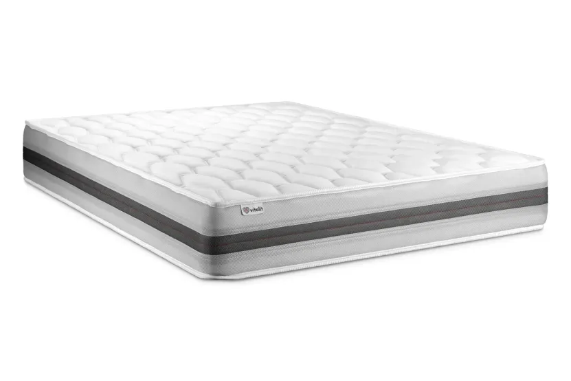 Ensemble Matelas Sommier 140x200 cm - Sommier Gris (déjà monté) - Vitalspring Recover