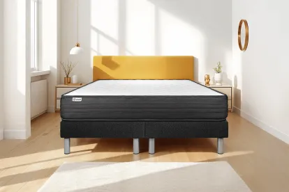 Ensemble Matelas Sommier 200x200 cm - 2 Sommiers Noir - Vitalpower
