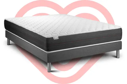 Ensemble Matelas Sommier 135x190 cm - Sommier Gris (en kit) - Vitalspring