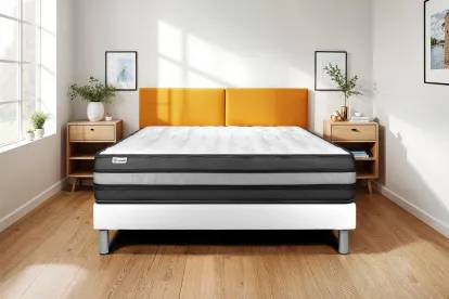 Ensemble Matelas Sommier 150x200 cm - Sommier Blanc (en kit) - Vital Power Zen