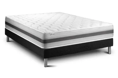 Ensemble Matelas Sommier 135x190 cm - Sommier Noir (en kit) - Vitalspring Recover