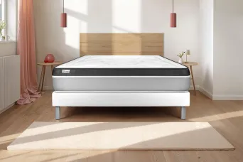 Ensemble Matelas Sommier 160x190 cm - Sommier Blanc (en kit) - Vital Ergo