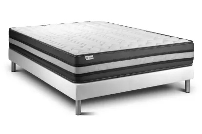Ensemble Matelas Sommier 160x220 cm - Sommier Blanc (en kit) - Vital Power Zen