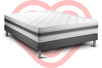 Ensemble Matelas Sommier 140x200 cm - Sommier Gris (déjà monté) - Vitalmemo Back