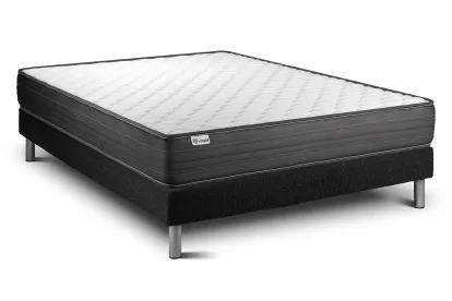 Ensemble Matelas Sommier 200x200 cm - Sommier Noir (en kit) - Vitalpower