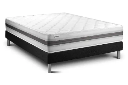 Ensemble Matelas Sommier 140x200 cm - Sommier Noir (déjà monté) - Vitalmemo Back